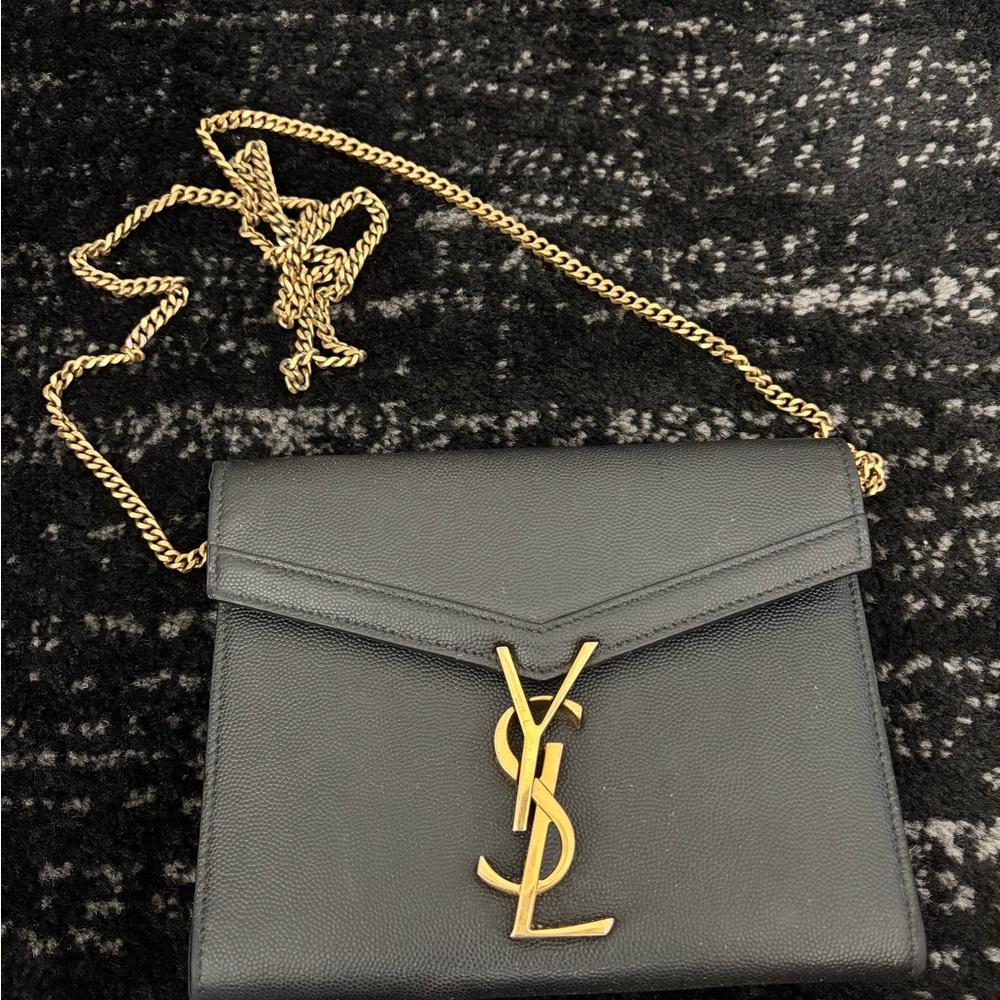 Yves Saint Laurent Black Crossbody with Gold Chain